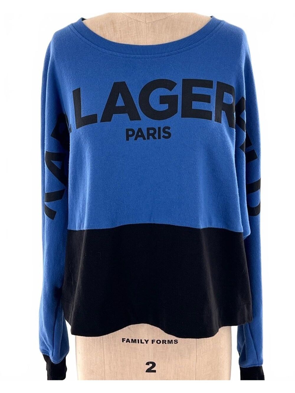 Karl Lagerfeld Paris Colorblock Crewneck Sweatshirt Blue Black Logo M Streetwear